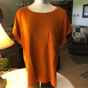 A New Day - Burnt Orange T-Shirt with Rolled Sleeves and Front Pocket